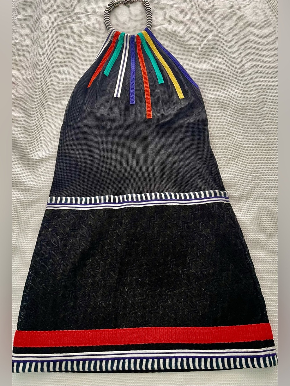 Missoni backless halter mini dress